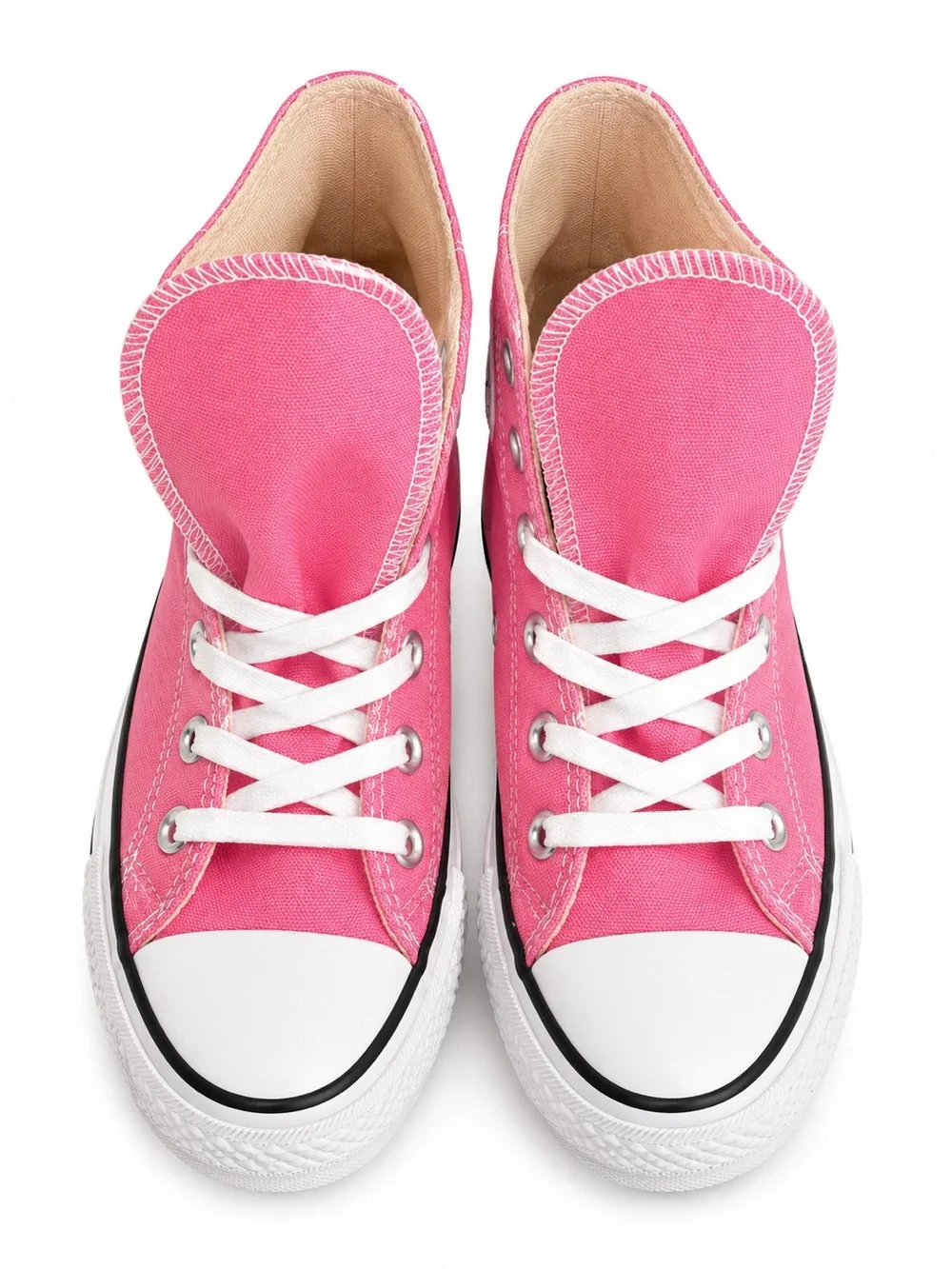 Converse Kids Pink Canvas Lace-Up Sneakers with White Accents